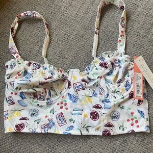 Colorful Fruit Print Crop Top